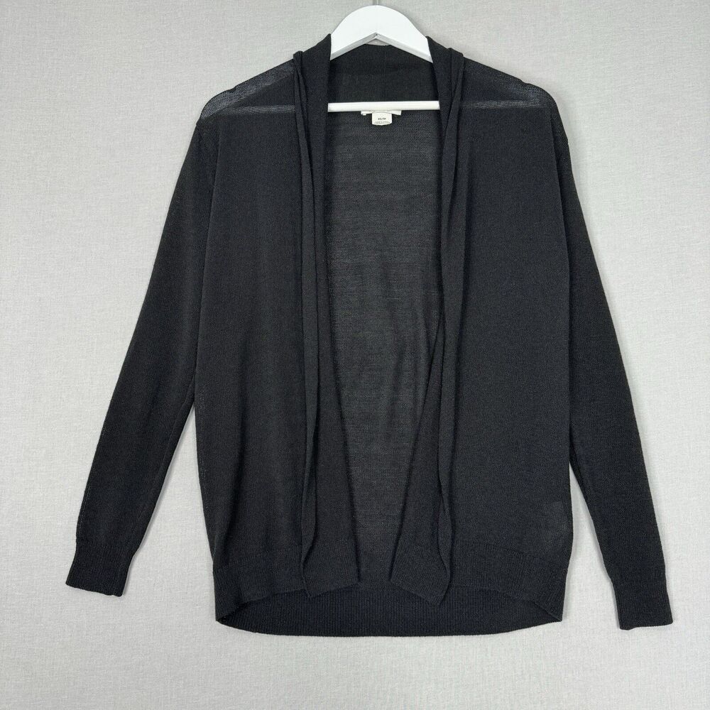 Club Monaco Womens Sweater XS Black Cardigan Open Knit Minimalist Old Money